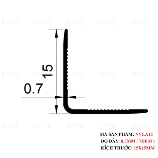 Nẹp góc vuông hình chữ V - NVLA15