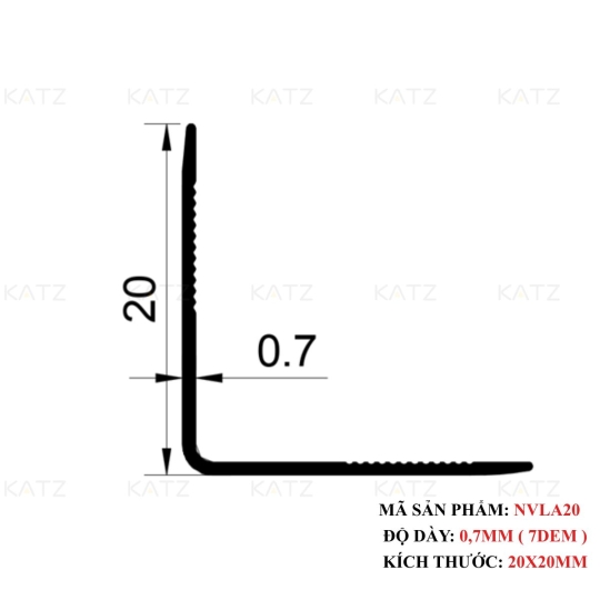Nẹp góc vuông hình chữ V - NVLA20