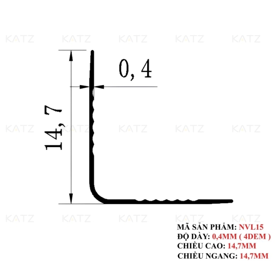 NẸP NHÔM CHỮ V15MM -  NVL15